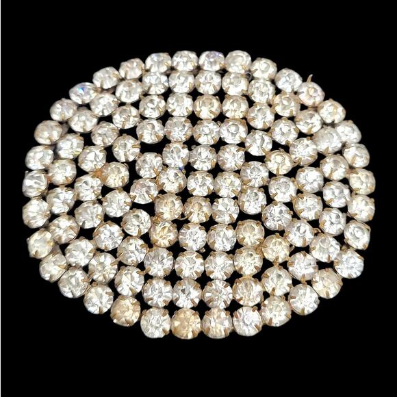 Vintage Luxe Statement 40s-50s‎ Clear Rhinestone Brass Pendant Retro Glam Piece